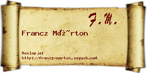 Francz Márton névjegykártya