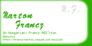 marton francz business card